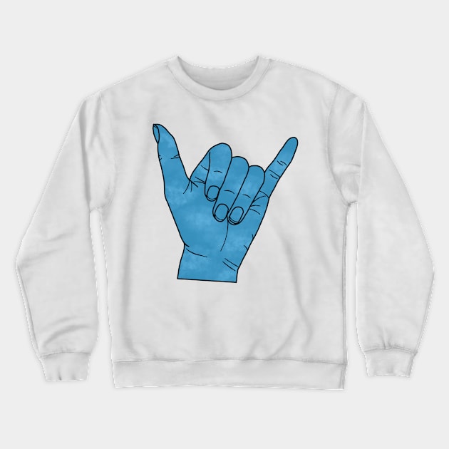 Shaka Hand Sign Crewneck Sweatshirt by artolxxvia